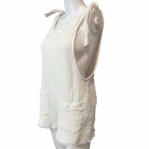 Billabong White Textured Sleeveless Romper Medium